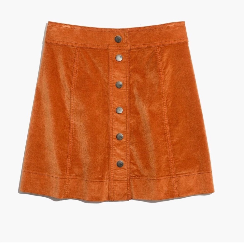 Madewell velveteen  A-Line Mini Skirt: Button-Front Edition